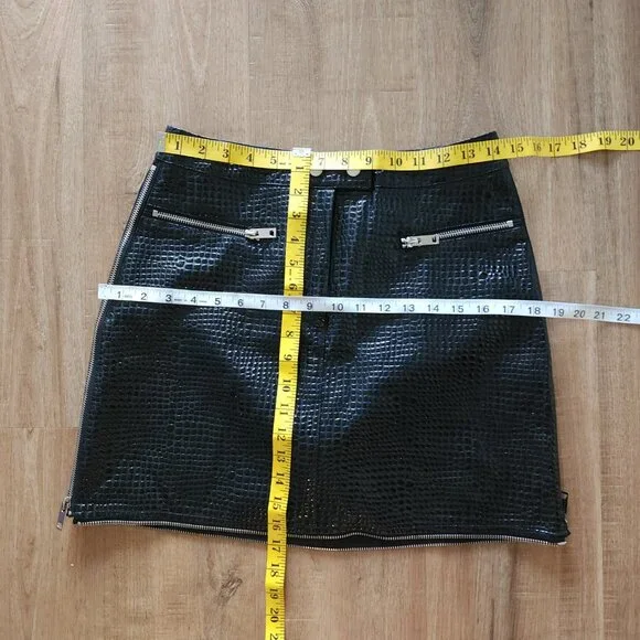 I.AM.GIA. Logan Mini Skirt, Black Faux Croc, Zipper Accent, - Picture 3 of 5